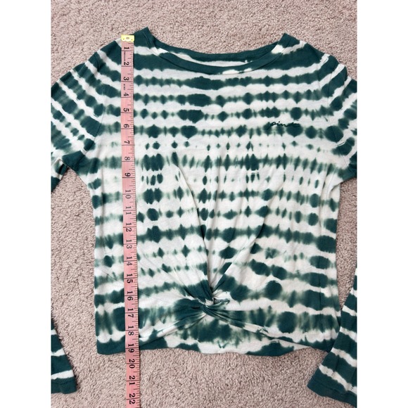 PINK Victoria's Secret Tie Dye Twist Front Long Sleeve Top Green White XS - Picture 7 of 14